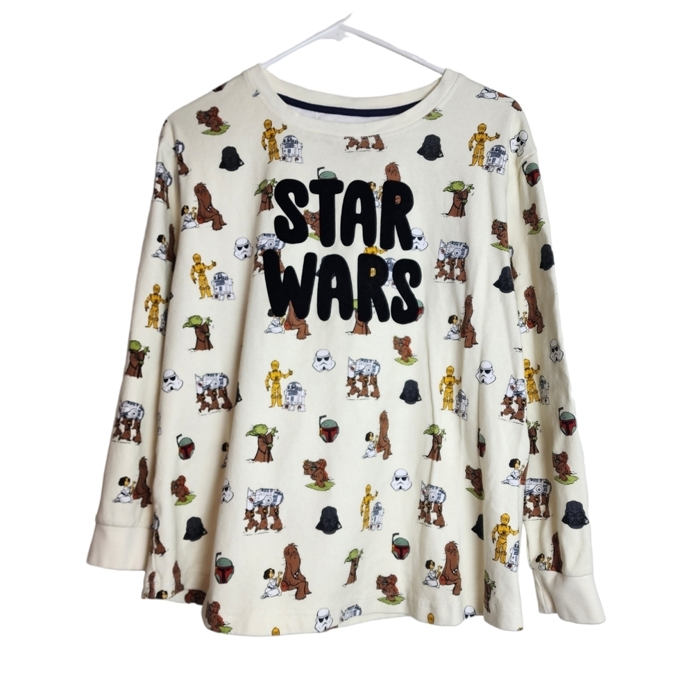 Star Wars Cream Charters Print Crew Neck Pullover Long Sleeve Night Shirt L